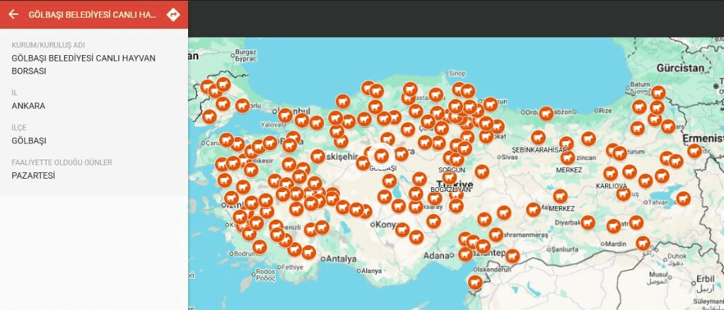 Rençber Hayvan Pazarları Haritası